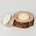 Refillable Wood Slice Candle Holder with Candle