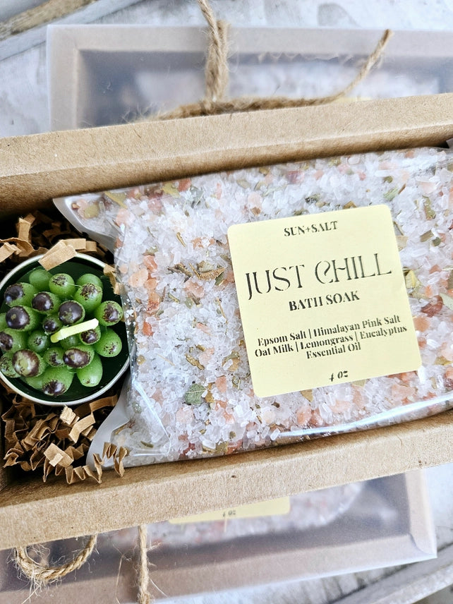 Just Chill Bath Salt & Succulent Candle Set